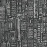 Seamless buildings blackboard background