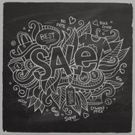 Sale Vector hand lettering and doodles elements