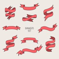 Vintage ribbon banners hand drawn set for design Vector illustration N5
