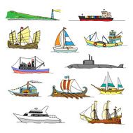 Set with boats of different ages