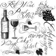 red wine with calligraphy