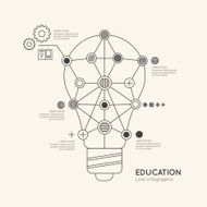 Flat linear Infographic Education Outline lightbulb Concept