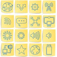 Doodle memo icon set - internet