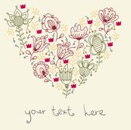 Doddle floral heart shape with empty space for your text