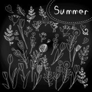 floral set on chalkboard