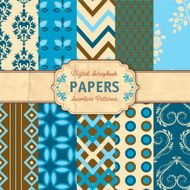 Seamless Background Pattern Set - Blue Brown N2
