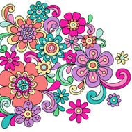 Groovy Psychedelic Abstract Flowers Doodle