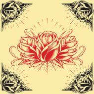 Roses and Frame Tattoo style design