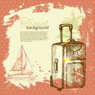 Travel hand drawn vintage tropical design