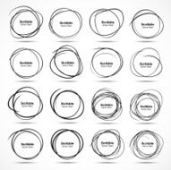 Set of 16 Hand Drawn Scribble Circles