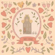 Doodle illustration with a typical Dutch house N3