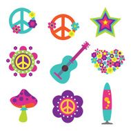 Hippie style art elements