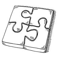 Puzzle Four Jigsaw Pieces Drawing