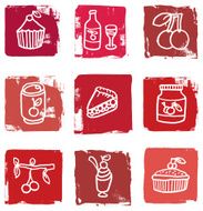 Cherry block icon set