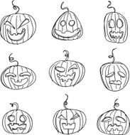Pumpkins collection in Black and White