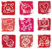 Online dating and romance icon set