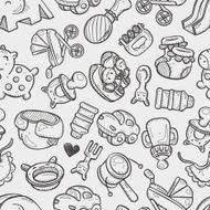 seamless doodle baby toy pattern N2