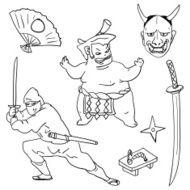 Japanese culture element in black and white N2