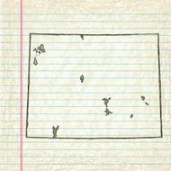 Vector Sketchy Map on Old Lined Paper Background Wyoming