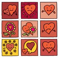 Love heart block icons