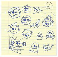 Classic Halloween Symbols on Paper