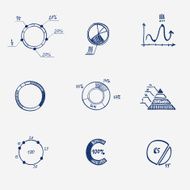 Set of circle chart diagram graph pie hand draw Concept N2