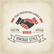 Hand Drawn Handshake Vintage Label Design Elements