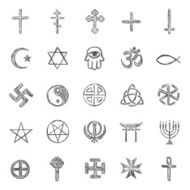 vector set of sketch religious symbols