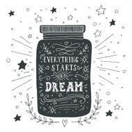 Everything starts with a dream Hand drawn quote lettering N3