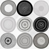 Abstract monochrome background with circles Vector seamless pattern N2