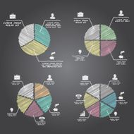 Segmented and multicolored pie charts set