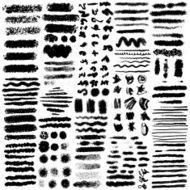 Set of oil pastel brush strokes and design elements Grunge N2