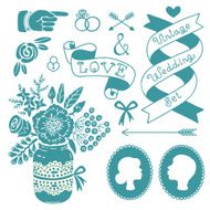 Wedding set of vintage design elements