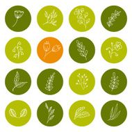 Set of hand drawn floral icons