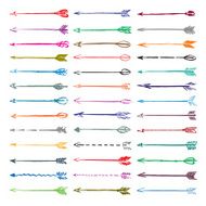 Vector collection color hand-drawn arrows