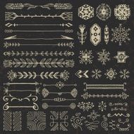 Hand drawn assorted design elements set 1 on dark