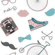 Hipster Retro Vintage Doodle Seamless Pattern N5