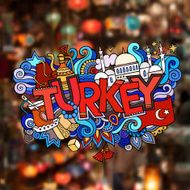 Turkey hand lettering and doodles elements background N8