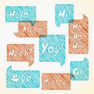 hatched speech bubble set N2