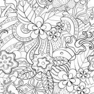 Black and white abstract psychedelic seamless pattern N2