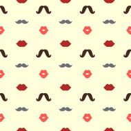 Lips and Mustaches Vector Seamless Pattern