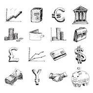 Finance icons set sketch