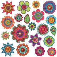 Vector Collection of Doodle Style Flowers or Mandalas N3