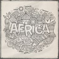 Africa hand lettering and doodles elements background N4
