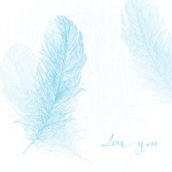 Decorative background with feathers and &#039;love you&#039; hand lettering