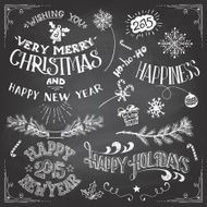 Christmas and New Years chalkboard elements set