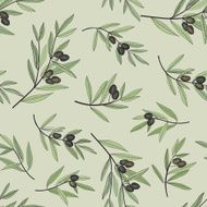 Olive branch tree seamless pattern