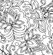 Seamless hand-drawn pattern with flowers