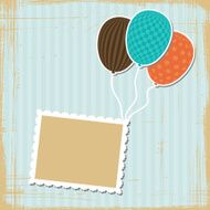 Card with flying balloons in retro style N2