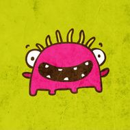Smiling alien Monster Cartoon Illustration Doodle Design Paper Background